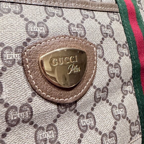 Gucci Plus Vintage GG Tote – Coated Canvas – Web Stripe – AUTHENTIC – COA - Picture 4 of 11